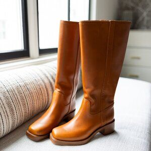 Reformation Frances Knee High Boot in Whiskey leather
